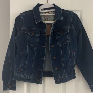 Mini Boden denim jacket with pastel floral lining